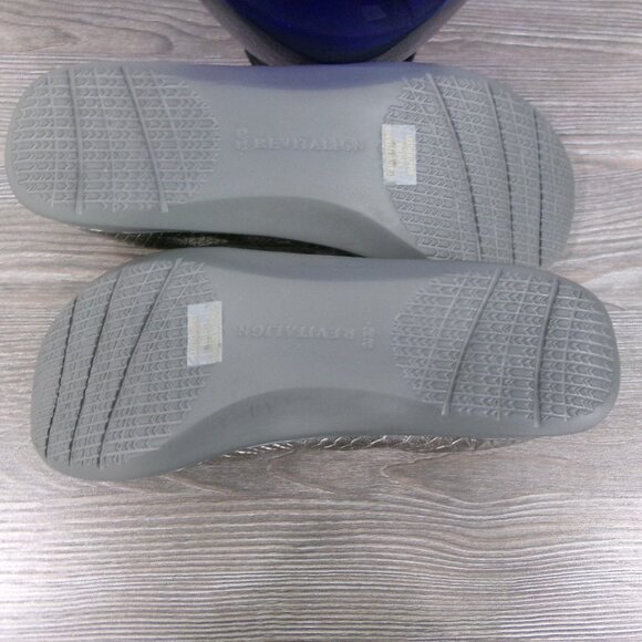 New REVITALIGN " Inca " Leather Silver Metallic Ballet Flats Shoes 8.5 Round Toe - Picture 11 of 14